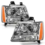 Headlights 2pcs For 2007-2014 Chevy Avalanche/Suburban/Tahoe Chrome Halogen Lamp