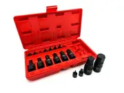 16PC HEX ALLEN MASTER IMPACT SOCKET BIT SET SAE CR-MO 1/4",3/8",1/2"