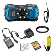 WG-90 Waterproof Digital Camera (Blue) | 2.7" LCD Monitor with 32GB Extreme U...