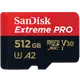 SanDisk Extreme Pro microSDXC 512GB, V30, U3, C10, A2, UHS-I, 200MB/s R, 140MB/s 記憶卡