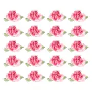 20Pcs 1" Ribbon Flowers Bows Mini Satin Roses Flowers Rose Red/Pink