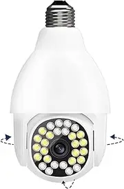 Light Bulb Camera,Wireless IP Camera 1080P Led E27 Bulb Socket Power Waterproof WiFi CCTV PTZ Camera Home Security CCTV,Two Way Audio, Smart Motion Detection and Alarm,5mp
