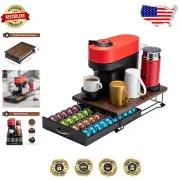 Versatile Nespresso Vertuo Pod Holder with Wood Top - Safely Organizes Pods