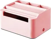LeoLeoyy Tissue Box Holder with Storage - Napkin Holder with Storage | Tissue Box, Remote Control Holder, Bedside Organizer for Home Office Car Restaurant (Pink)