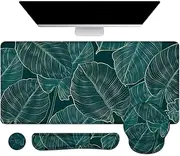 LATEEFAH Mouse Pad with Wrist Rest, Large Mouse Pad, Ergonomic Gaming Desk Pad Keyboard Wrist Rest Set, 4-in-1 Desk Mat Keyboard Mat for Home, Office