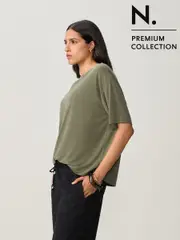 Olive Green Relaxed Fit Premium Modal Boxy T-Shirt (B38947) | $45