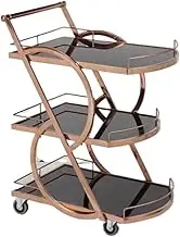 Home 3 Tier Kitchen Trolley with Tempered Glass Shelves Home Bar Cart On Wheels for Kitchen Storage and Serving