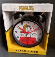 Snoopy Red Barron Peanuts Bell Ring Alarm Clock Battery Operated Analog Display