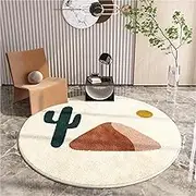 Light Luxury Lounge Round Rug Minimalist Cream Rugs for Bedroom Fluffy Soft Living Room Decoration Carpet Home Thicken Plush Mat(D,250x250cm)