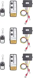 3 Pcs Universal Cordless Winch Remote Control Kit Electric Winch Controller with 3 Receiver 3 Remote Key Replacement for Car Truck J.EEP A.TV SUV Ship