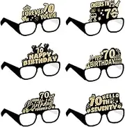 COLANANA Birthday Party Glasses Decoration, Pack of 6 70th Birthday Party Decorations, Funny Paper 70th Birthday Glasses Decoration, Birthday Photo Booth Props Accessories for Women Men