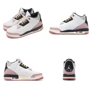 【NIKE 耐吉】休閒鞋 Air Jordan 3 Retro GS 大童 女鞋 白 粉 爆裂紋 AJ3 三代 氣墊(441140-100)