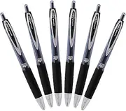 Uni-Ball Signo 207 Retractable Gel Pen, 0.5mm Micro Point, Black, Pack of 6