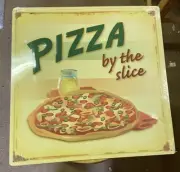 Pizza By The Slice Embossed Tin Metal Sign 13.5" Tacker Parlor Bar Restaurant