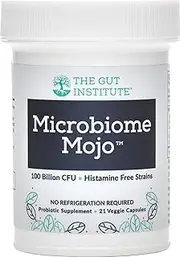 The Gut Institute: Microbiome Mojo 2-in-1 High Potency Probiotics - 100 Billion CFUs Plus 500 Million viable Ribospore Cells per Capsule - 21 Count - No Refrigeration Needed - Made in The USA