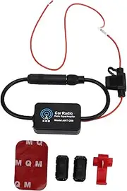 Car Stereo FM Radio Antenna Signal Booster Amplifier with 25 to 30dB High Gain for Car Audio Head Unit Receiver Enhance Signal and Reduce Noise