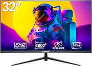 Gawfolk Computer Monitor 32 Inch 75Hz, PC Screen Curved Full HD 1080P, Frameless 2800R Computer Monitor with Eye Care Technology, HDMI/VGA，Home Office Business