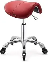Saddle Chair,Saddle Stool with Wheels Adjustable Height Soft Padded Seat Rolling Stool for Salon Spa Office Medical and Home