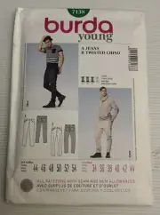 Burda 7138 Sewing Pattern Sizes: 34-44 - Men's Jeans & Twisted Chino Pants