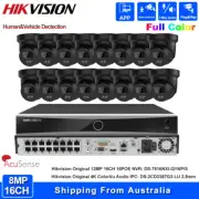 Hikvision 4K 16CH PoE Security Camera System 8MP kit CCTV ColorVu Audio Acusense