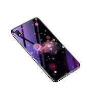 For Galaxy A30 Electroplated Edge Blue Light Glass Protective Case(Flowers)