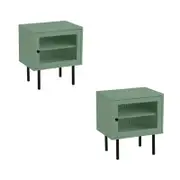 Oikiture Set of 2 Bedside Tables Green