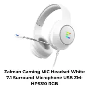 Zalman Gaming MIC Headset White 7.1 Surround Microphone USB ZM-HPS310 RGB