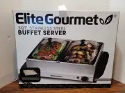 Elite Gourmet 5 Quart Dual Buffet Server Food Warmer, Temperature Control NEW!