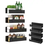 4 Pack Magnetic Spice Storage Rack Organizer with Hooks for Refrigerator and Oven