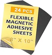 Adhesive Magnetic Sheets 24 Pack, Each 8" x 10", Stick Magnetic Paper with Adhesive Backing for Crafts, Paper Magnets and Stickers