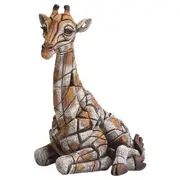 Edge Sculpture - Giraffe Calf Figure - Stone Resin - Garden & Home D?cor, 29cm H