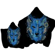 Native American Blue Wolf Towel with Hood