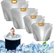 Anglekai 4Pack Ice Bath Bags, Reusable 10L Freezer Water Bags for Ice Bath Collapsible Bathtub Freezer Water Cold Plunge (Silver, 13.6 x 12.5 inches, 17.3 x 14 inches)