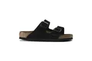 Birkenstock Arizona Suede Leather Soft Footbed Sandals - Regular - Black