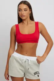 Red Bralette Rib Jersey - Size 16XL, Women's Bralette