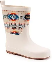 [PENDLETON] Kids' Pilot Rock Mid Rain Boots, Waterproof with Removable Insoles, Slip-On, Round Toe