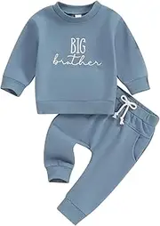 [Kavousa] Sibling Matching Outfits Newborn Toddler Baby Long Sleeve Crewneck Sweatshirt with Pants Cute Fall Winter Clothes