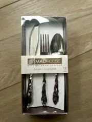 MADHOUSE Michael Aram Designs Cutlery Set Silver Rock Plastic Spoon Forks Knives