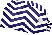 [FVQL] Pack of 2 Surgical Cap Scrub Cap with Buttons, Abstract Pattern Stripe