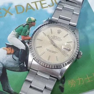 ROLEX勞力士 16220 Datejust 蠔式日誌 鐵道圈 直條紋面盤 錶徑36mm 自動上鍊 大眾當舖L701