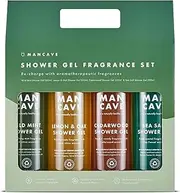 ManCave Men's Shower Gel Gift Set, 4 x 500 ml Natural Sulphate Free Shower Gel - Wild Mint, Lemon & Oak, Cedarwood and Sea Salt, Vegan, Cruelty Free - Made in the UK
