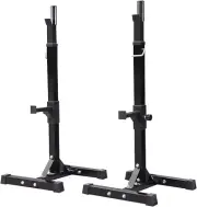 Pair of Adjustable Squat Rack Standard 44-70 Inch Barbell Rack Solid Steel Squat