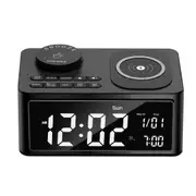 Dolphy Bluetooth Wireless Charge Clock Radio Dock Station - Black