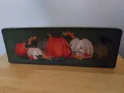 Fall Pumpkin Scene Made From Wood And Fabric - Shelf Sitter 13.5 X 4.75"