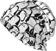 [CADREWY] Stylish Crowd of Penguins Print Comfortable Unisex Adult Men Knit Hat Stylish Beanie for Winter Running Outdoor Black, Black, One Size