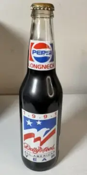 Vintage 1991 Dollywood Glass Pepsi Longneck Bottle All-American Year (Sealed)
