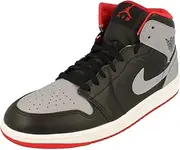 mens Air Jordan 1 Mid Men's Shoes, Black/Cement Grey-fire Red-white, 10.5
