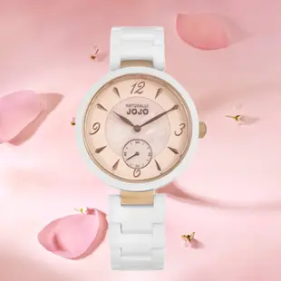 NATURALLY JOJO 珍珠母貝 獨立小秒針  陶瓷手錶 粉37mm(JO96986-10R)
