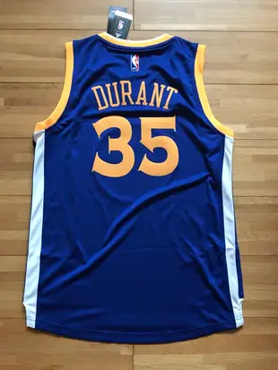 【Durant #35 勇士隊 客場藍 XS-XL號】 Adidas 台灣公司貨 熱轉印 全新含吊牌 NBA球衣