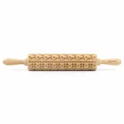 Folkroll dough roller Scandinavia Christmas rolling pin embossing roller beec...